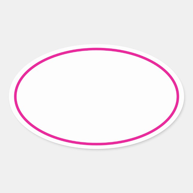 Einfache schwarze Weiß mit Hot-Pink-Border Ovaler Aufkleber (Vorderseite)