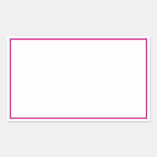 Einfache schwarze Weiß mit Hot-Pink-Border Rechteckiger Aufkleber
