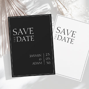 Einfache schwarze weiße minimalistische Typografie Save The Date
