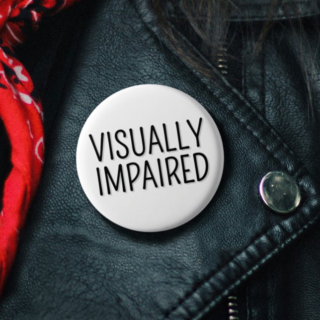 Einfache schwarze weiße Schrift Sehbehinderte Button (Basic Black White Lettering Visually Impaired Button)