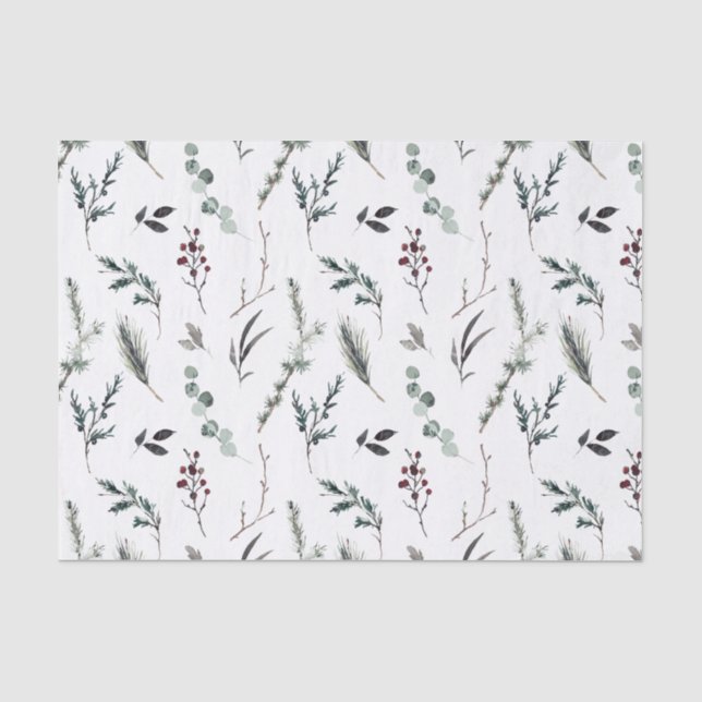Einfache Schwarze Winter Botanische Wasserfarbe We Seidenpapier (Vorderseite)