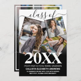 Einfache Schwarzweiß-Abschluss-FotoCollage Ankündigung