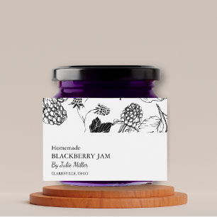 Einfache Schwarzweiß-BlackBerry-Jam-Marke Lebensmitteletikett