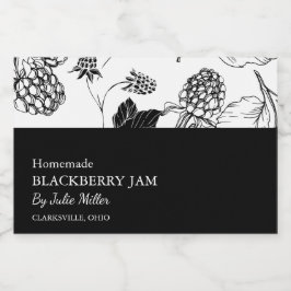 Einfache Schwarzweiß-BlackBerry-Jam-Marke Lebensmitteletikett