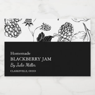 Einfache Schwarzweiß-BlackBerry-Jam-Marke Lebensmitteletikett