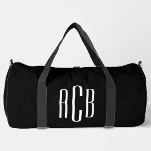 Einfache Schwarzweiß-Dreibuchstaben Duffle Bag