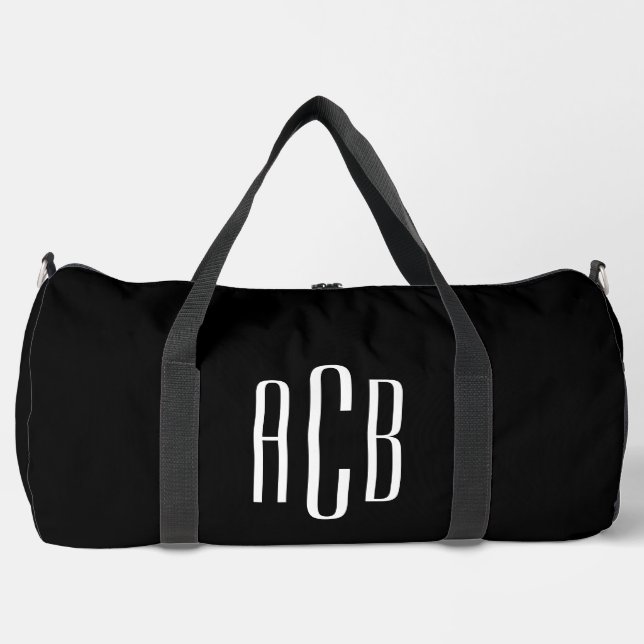 Einfache Schwarzweiß-Dreibuchstaben Duffle Bag (Vorderseite)