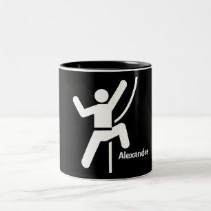 Einfache Schwarzweiss-Klettern-Ikone Zweifarbige Tasse