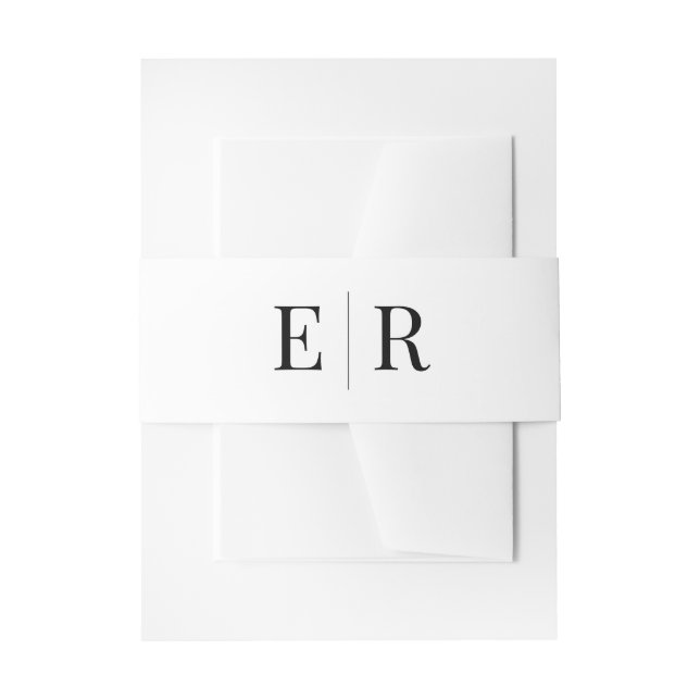 Einfache Schwarzweiß-Monogramm Einladungsbanderole (Vorderseite Beispiel)