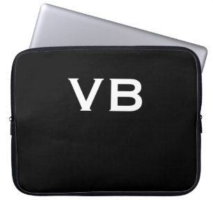 Einfache Schwarzweiß-Monogramm Laptopschutzhülle