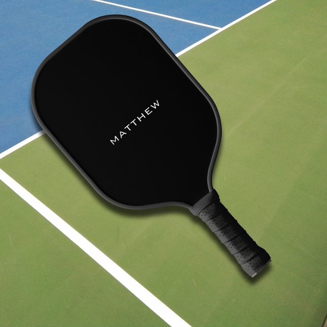 Einfache Schwarzweiß-Monogramm Pickleball Schläger (Von Creator hochgeladen)