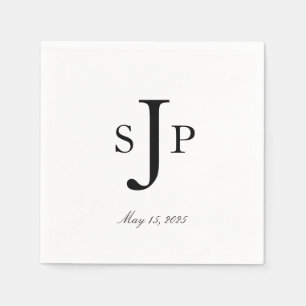 Einfache Schwarzweiß-Monogramm Serviette