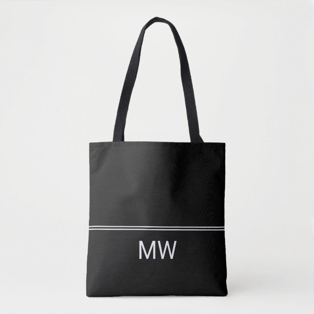Einfache Schwarzweiß-Monogramm-Vorlage Tasche (Vorderseite)