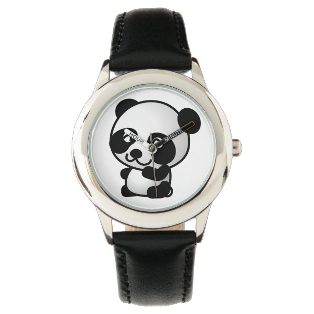 Einfache Schwarzweiß-Panda-Uhr Armbanduhr (Vorderseite)