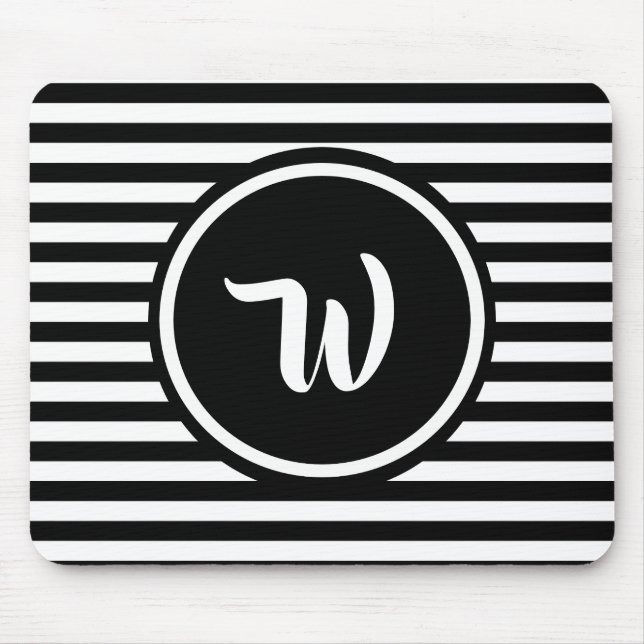 Einfache Schwarzweiss-Streifen-gestreifte Mousepad (Vorne)