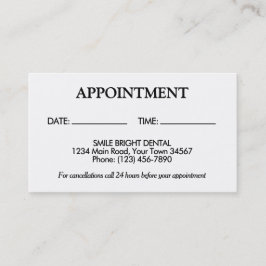 Einfache Schwarzweiß-Terminkarte Visitenkarte