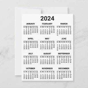 Einfache Schwarzweiß/Weiß 2024 Jahr im Überblick Karte
