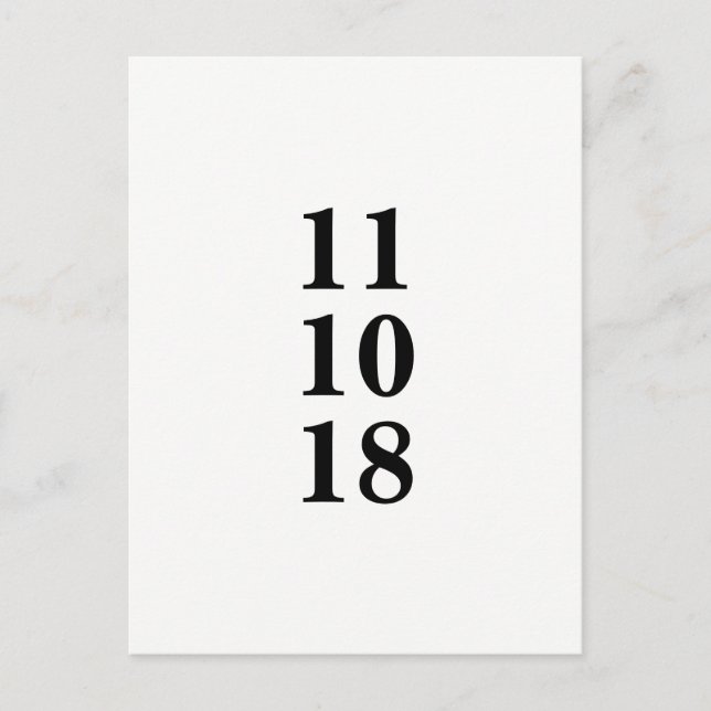 Einfache schwarzweiße Save the Date Postkarte (Vorderseite)