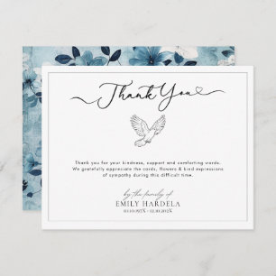 Einfache Scrift Dove Beerdigung Dankeschön Karte