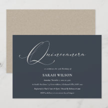 Einfache Script Black Navy White Quinceañera Einla