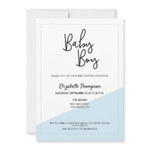 Einfache Script Blue Modern Baby Boy Dusche