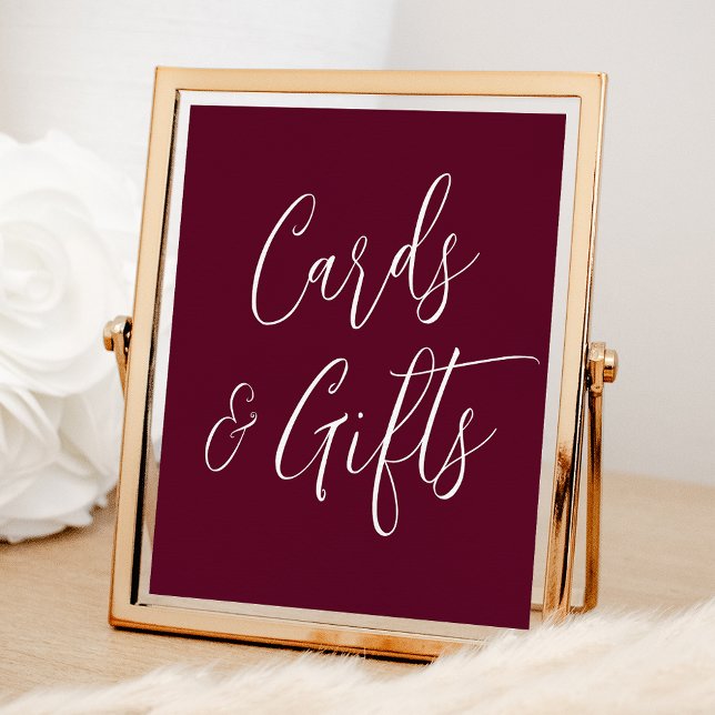 Einfache Script Burgundy Wedding Cards und Geschen Poster (Von Creator hochgeladen)
