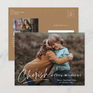 Einfache Script Cherish Jeden Augenblick Foto Weih Feiertagspostkarte