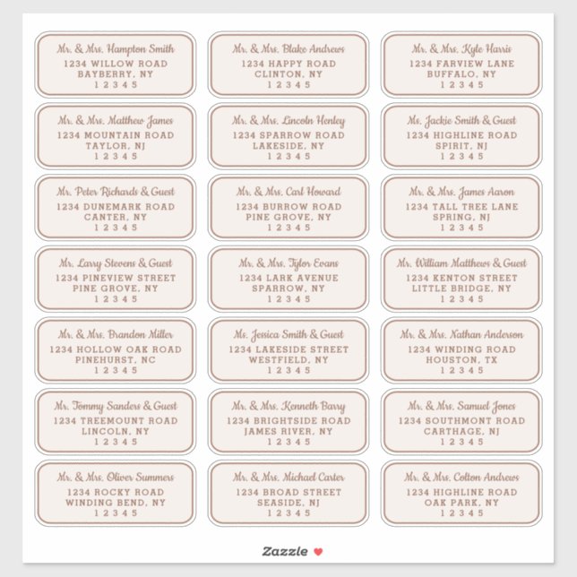 Einfache Script-Copper- und Beige-Gästeschriften Aufkleber (Blatt)