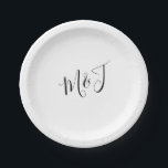 Einfache Script Couple Initials Pappteller<br><div class="desc">Hochzeitskopien für Teller.</div>