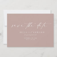 Einfache Script-Dusty-Rose Save the Date Postkarte