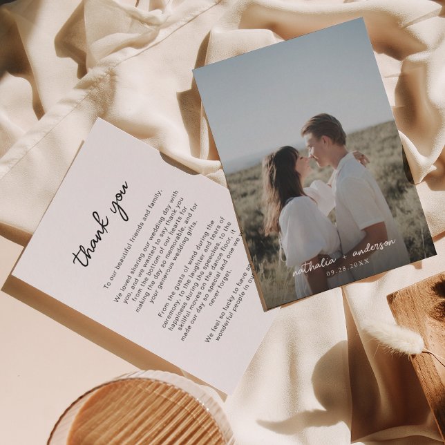 Einfache Script-Foto-Hochzeit Dankeskarte (Von Creator hochgeladen)