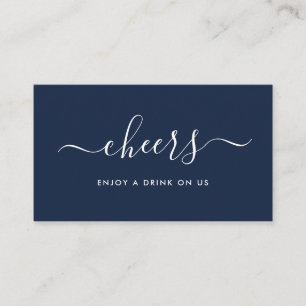 Einfache Script-Free Drinks Ticket - Navy & White Begleitkarte