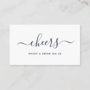Einfache Script-Free Drinks Ticket - Navy & White Begleitkarte