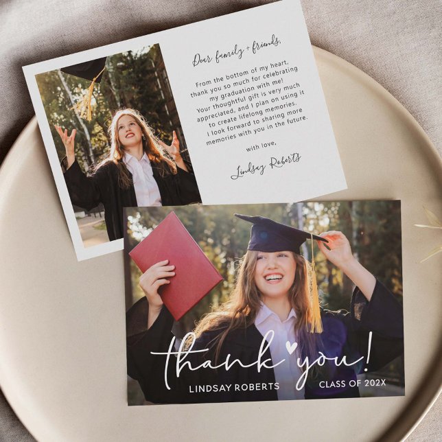 Einfache Script-Liebe Abschluss Foto Dankeskarte (Von Creator hochgeladen)