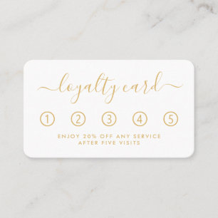 Einfache Script Loyalty Card - Gold und Weiß Treuekarte
