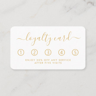 Einfache Script Loyalty Card - Gold und Weiß Treuekarte