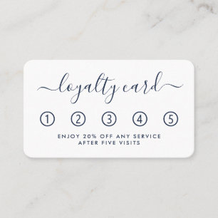 Einfache Script Loyalty Card - Navy Blue & White Treuekarte