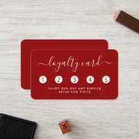 Einfache Script Loyalty Card - Rot & Weiß