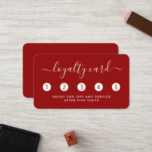 Einfache Script Loyalty Card - Rot & Weiß Treuekarte