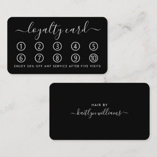 Einfache Script Loyalty Card - Schwarz & Weiß Treuekarte