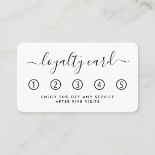 Einfache Script Loyalty Card - Schwarz & Weiß Treuekarte