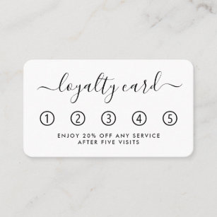 Einfache Script Loyalty Card - Schwarz & Weiß Treuekarte