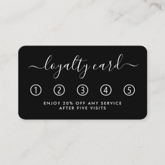 Einfache Script Loyalty Card - Schwarz & Weiß Treuekarte