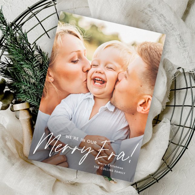 Einfache Script Merry Era Foto Weihnachten (Simple Script Merry Era Photo Christmas Holiday Cards.)