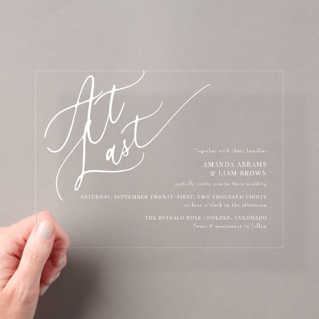 Einfache Script-Minimal bei letzter Hochzeit Acryleinladungen (Insitu (Handheld))