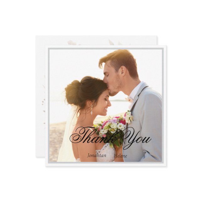 Einfache Script Modern Wedding Foto Danke Karte (Vorderseite/Rückseite Beispiel)
