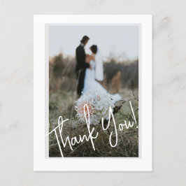 Einfache Script Modern Wedding Foto Vielen Dank Postkarte
