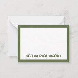 Einfache Script Monogram Name Olive Note Card Mitteilungskarte