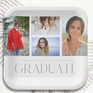 Einfache Script Multi Foto Grad Graduierungspartei Pappteller