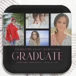 Einfache Script Multi Foto Grad Graduierungspartei Pappteller<br><div class="desc">Simple Script Multi Foto Grad Graduation Party Paper Tellers Tableware verfügt über vier Ihrer Lieblings-Fotos Ihrer Uni oder High School Absolventen auf der Vorderseite mit dem eleganten modernen rosa kalligraphischen Skript "Graduate" Overlay. Personalisieren mit Namen,  Klasse und Schule oder Uni. Einfach,  stilvoll und elegant. Erstellt von ©Evco Studio www.zazzle.com/store/evcostudio</div>